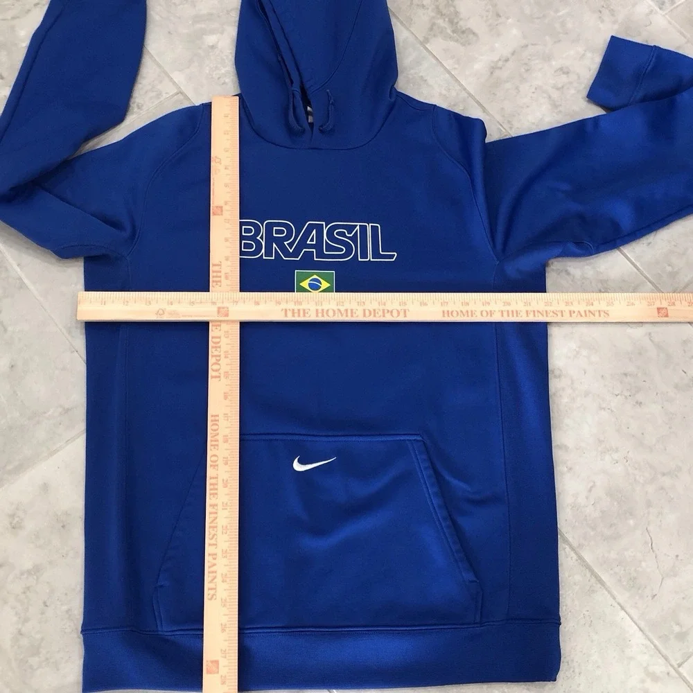 Nike Therma Fit Brasil Brazil Olympic Hoodie Blue Mens M Soccer‎ Sweatshirt
